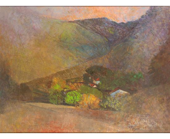 Kuće među drvećem pod planinskim vrhovima - Bogdan Antonijević - BA-76