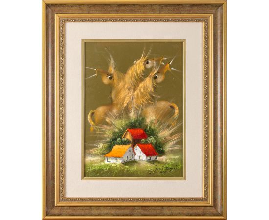 Tri riđa konja i salaši - Janoš Mesaroš - JM-512